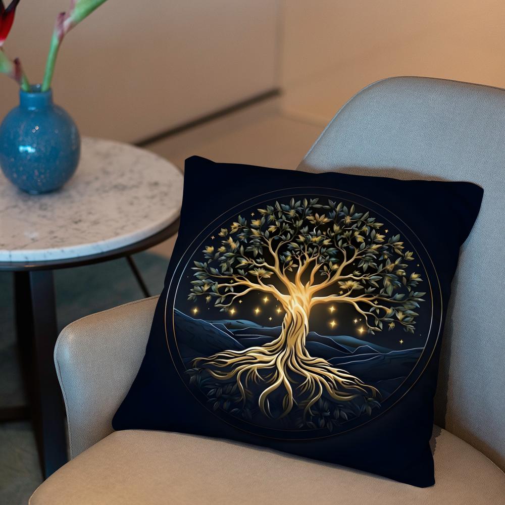 Tree of Life Cushion Cover Plant Floral Cushion Cover 2-in-1 Reversible Plush Pillow Cover | Car/Sofa/Bed | Perfect Gift