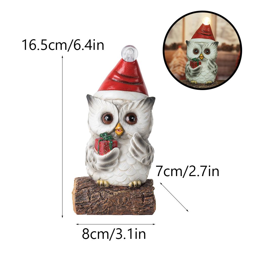 Latest Glowing Christmas Decoration Owl Home Use Christmas Tabletop Living Room Resin Good Craft Ornaments Durable Durable