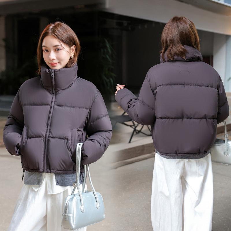 New European and American style Ken bean down cotton clothes women's winter short small high waist stand-up collar bread clothes jacket