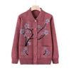 Medium Elderly Sweater Jacket Women's Autumn Mom Knitted Sweater Cardigan Top Grandma Casual Lapel Clothes