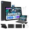 Android 15 Tablet, 10.1 Inch, 24GB+128GB, Octa Core 2.0GHz, Computer Mode, 1TB Expandable