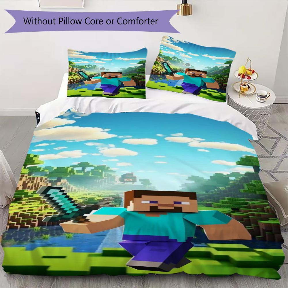 Block World Adventure Bedding 1 Duvet Cover 2 Pillowcase Without Core Without Core Christmas Birthday Gift Duvet Cover And Pillowcase