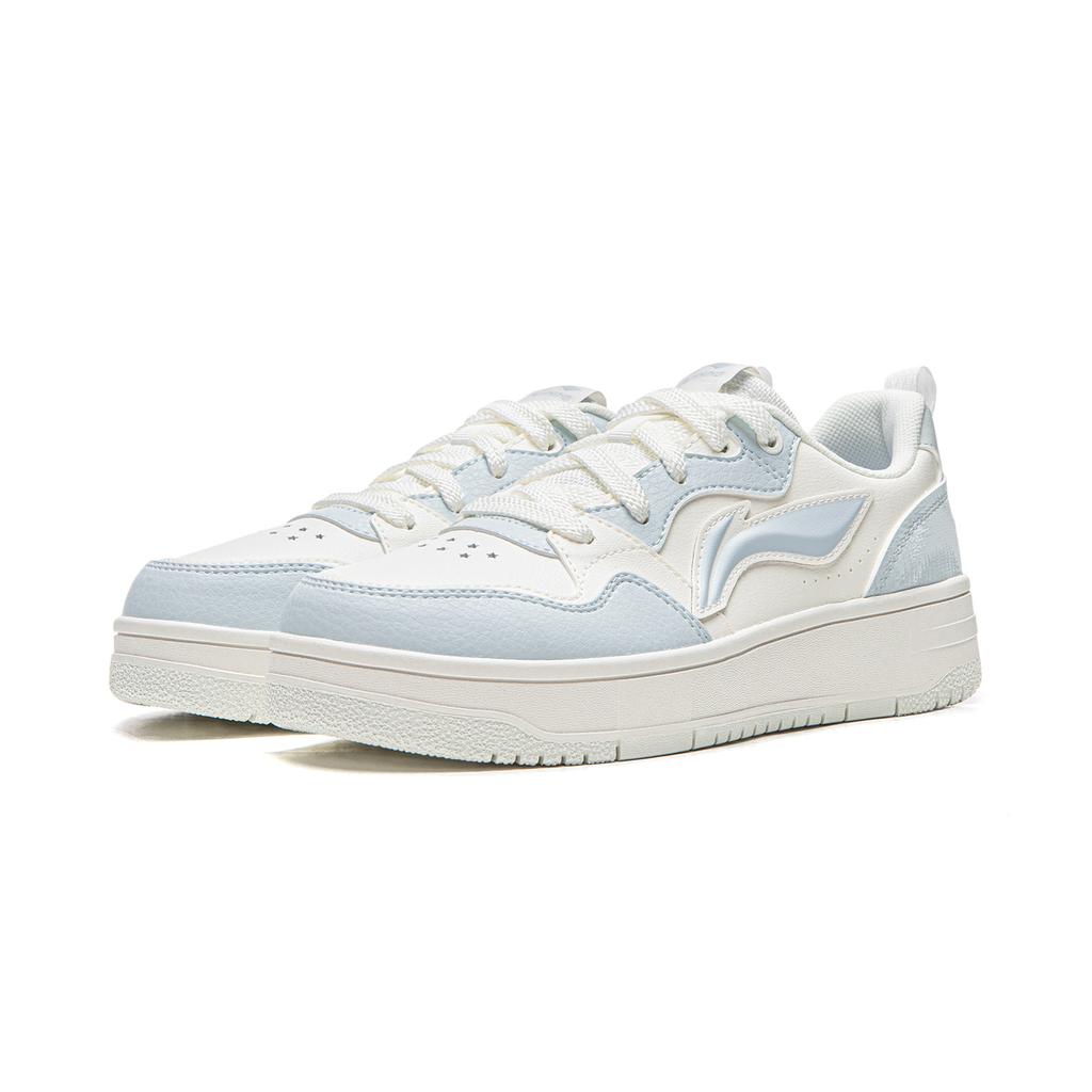 Li Ning Tianji Soft Slip Resistant, Abrasion Resistant, Height Increasing Low Top Skateboard Shoes Women's White Blue AGCW068-1