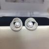 Light Luxury Pearl Stud Earrings Rhinestone Women Ear Jewelry Bright Pearl Ear Studs  Girls