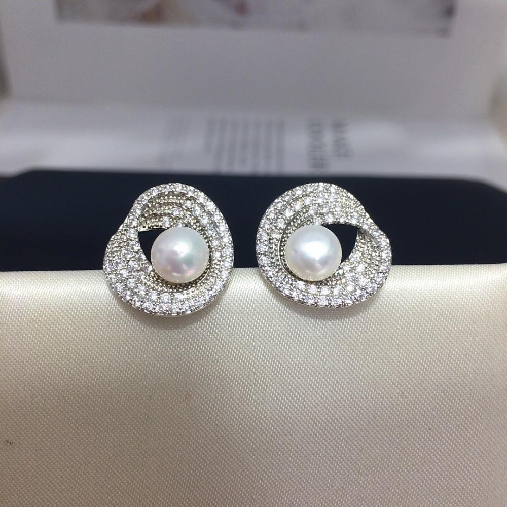 Light Luxury Pearl Stud Earrings Rhinestone Women Ear Jewelry Bright Pearl Ear Studs Girls
