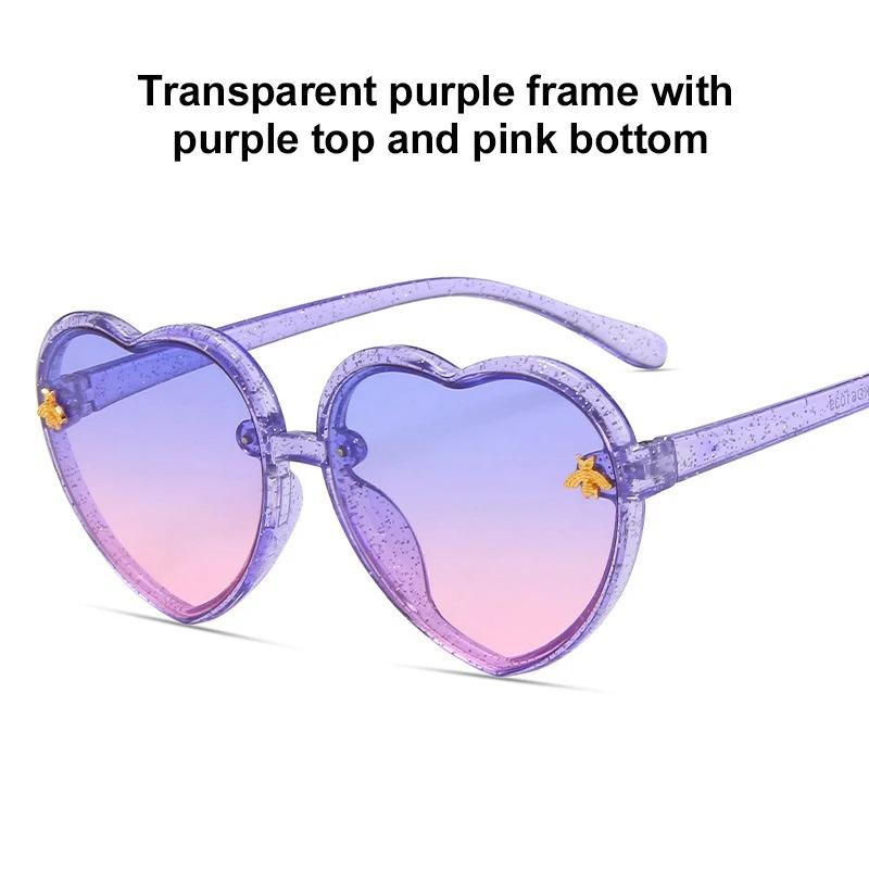 Fashion Heart-Shape Sunglasses for Girls Boys Cute Cartoon Flower Sun Glasses Outdoor Sun Protection Children Lovely Glasses