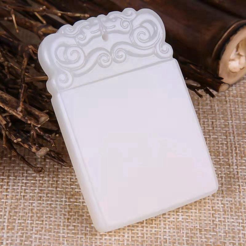 Imitation Hetian Jade Spinach Green Pendant with White Jade 222