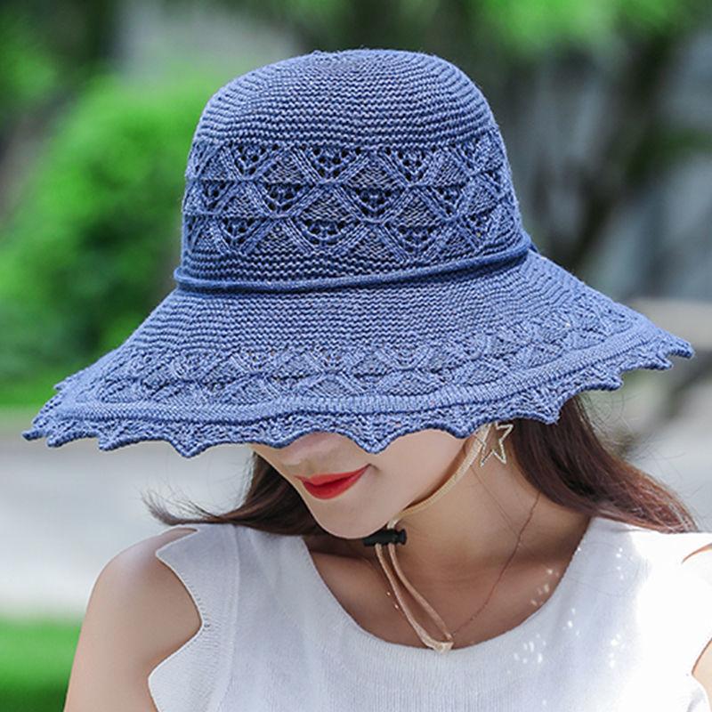 WTEMPO Summer Foldable Hats for Women Large Brim Sun Protection Hats Hollow-out Breathable Vacation Travel Seaside Beach Cool Hats