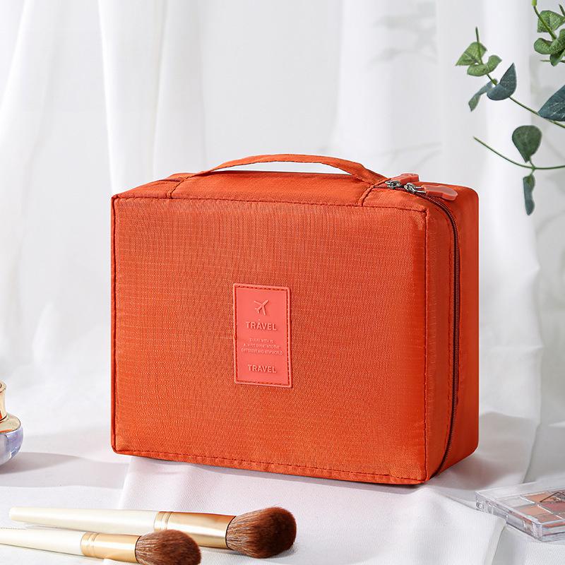 Large Capacity Korean Style Portable Travel Toiletry Bag Multifunctional Square Cosmetic Organizer оранжевый
