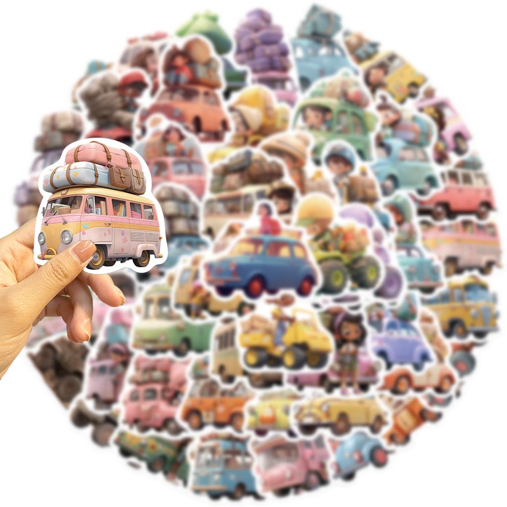 50 Cartoon Travel Car Stickers Personalized Decorative Guitar Notebook Suitcase DIY Waterproof Stickers
