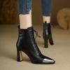 Autumn Women Boots Square Toe High Heel Women Leather Shoes Women Suede Ankle Boots Winter Solid Elegant Modern Boots