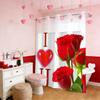 No Hook Valentine's Day Red Love Heart Shower Curtain With Snap-in Fabric Liner Sheer Top Window, Double Layer Bathtub Curtain