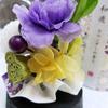 Preserved Shinshion Flowers and Incense Set, Memorial Flowers in a Cork Glass Dome