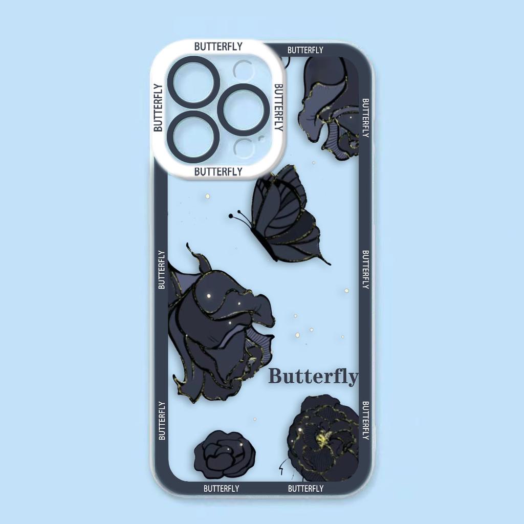 Butterfly Flowers Cover Clear Phone Case For OPPO RENO 15 15F 14 14F 13 13F 12 12F 11 11F 10 8 8Z 8T 7 7Z 6Z 5 5F TPU Case Shell