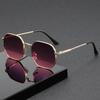 Men's Trendy Blue Polarized Sunglasses - Polygonal Metal Frames for Driving and Beach Travel