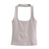 Fashion Style 2024 Autumn New Women's Clothing Double-Sided Cloth Stretch Sleeveless Open Back Hanging Collar Tops 3641835