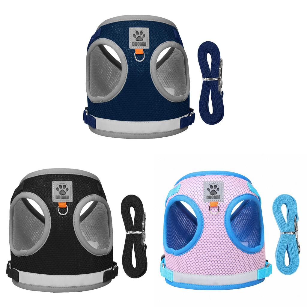 Pet Harness With Double Layer Mesh Reflective Breathable For Dogs And Cats