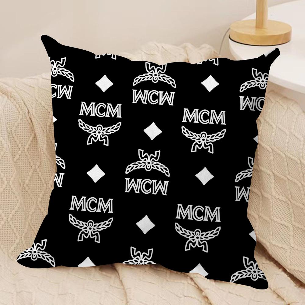 Texture M-C-M Fashion Cushion Cover Soft Plush Fabric Double-Sided Printed Sofa Cushion Cover for All Seasons Home Decor Gift