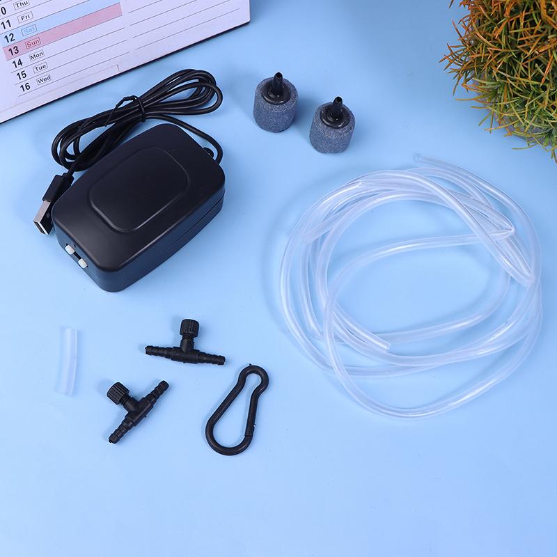 Usb 5V 1W Aquarium Oxygen Air Pump Fish Tank Mini Compressor Double Outlet With Check Valve Silent Oxygenator Bubble Aerator