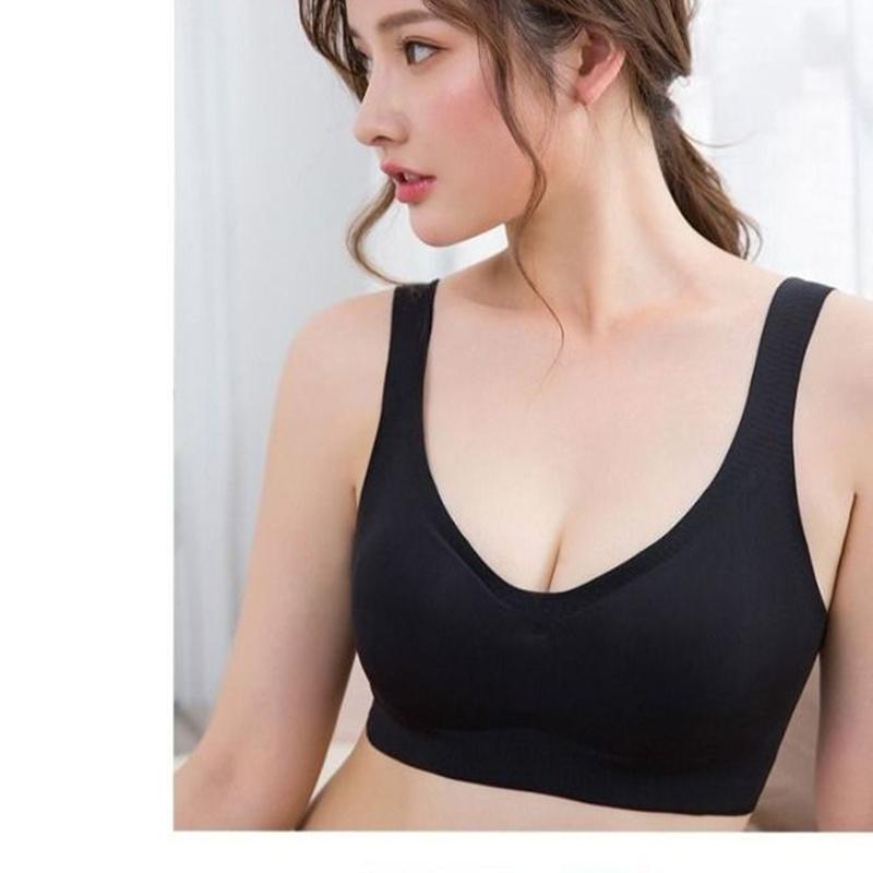 Non-marking Underwear Women's Non-steel Ring Gathering Sports Bra Thin Plus Size Vest Sleep Bra Sports Gathering Shockproof Underwear
