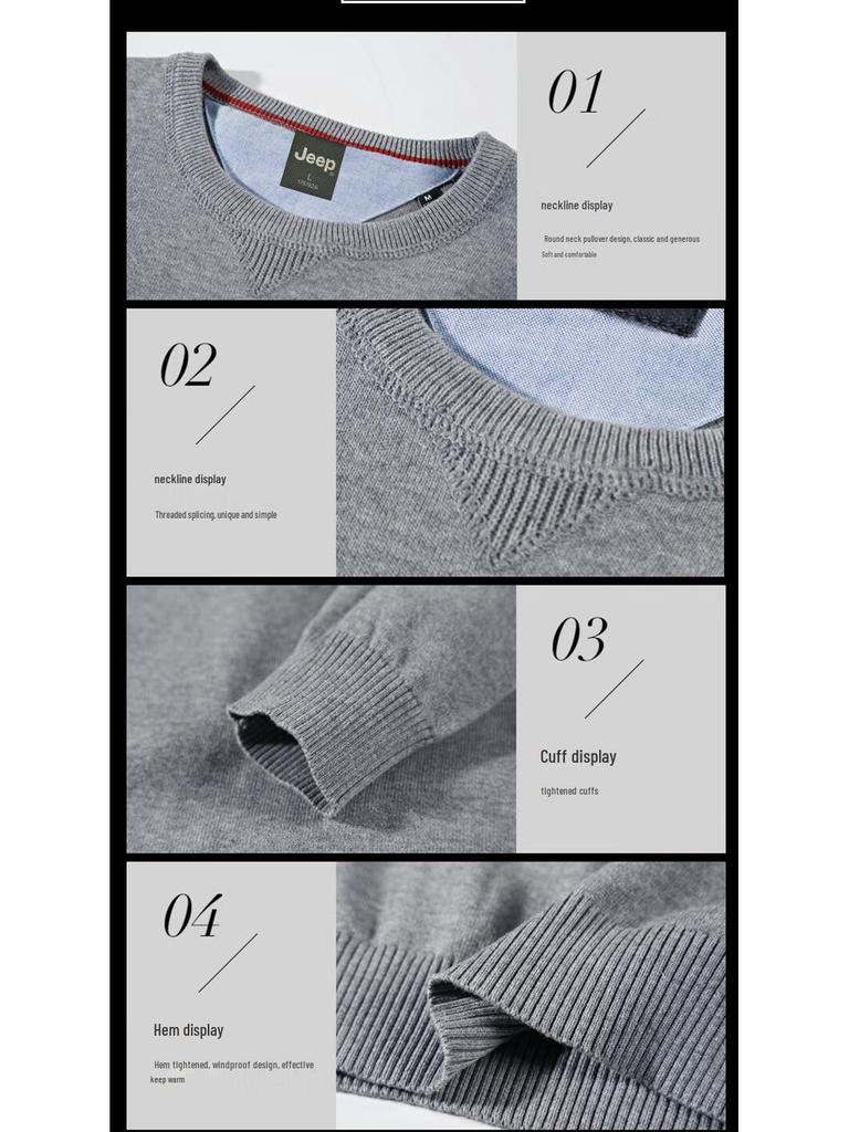 JEEP Men's Fleece Lined Round Neck Sweater