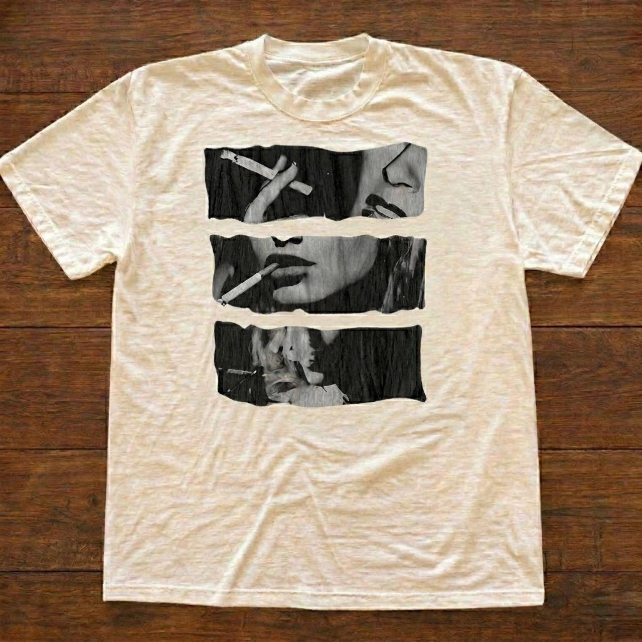 Vintage Grunge Smoking Girl Graphic Unisex Gildan Reprint White T-Shirt 2XL