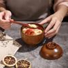 1 pièce Bol en bois avec couvercle Bol à soupe miso Sécurité enfant Anti-brûlure Bol à riz et salade Bois naturel Vaisselle de service Noix Pour