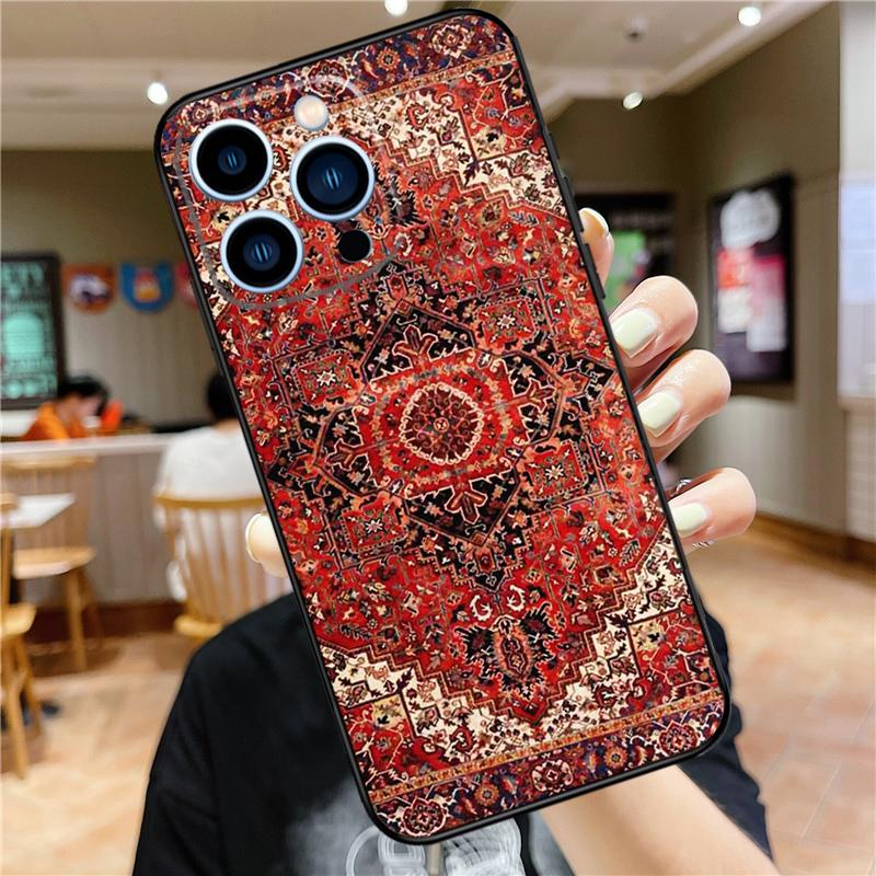 Persian Carpet Floral Pattern Phone Case For iPhone 11 12 13 14 16 15 Pro Max Mini XS X XR 7 8 Plus Soft Cover Shell