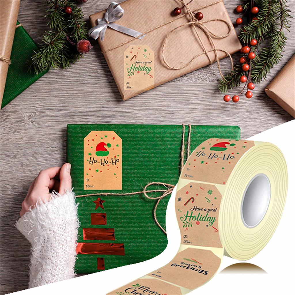 Self Adhesive Christmas Gift Tags In A Dispenser Box 300 Pieces Set Easy To Write Christmas Name Tags Stickers For Gifts Kraft Color