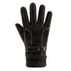 Warm Gloves for Men and Women Pigskin Ribbed Plus Velvet Full Finger Gloves Outdoor Riding Cold Touch Screen Autumn and Winter Gloves