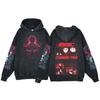 Anime Jujutsu Kaisen Ryomen Sukuna Print Washed Hooded Men Manga Vintage Hoodies Casual Cotton Streetwear Harajuku Sweatshirt
