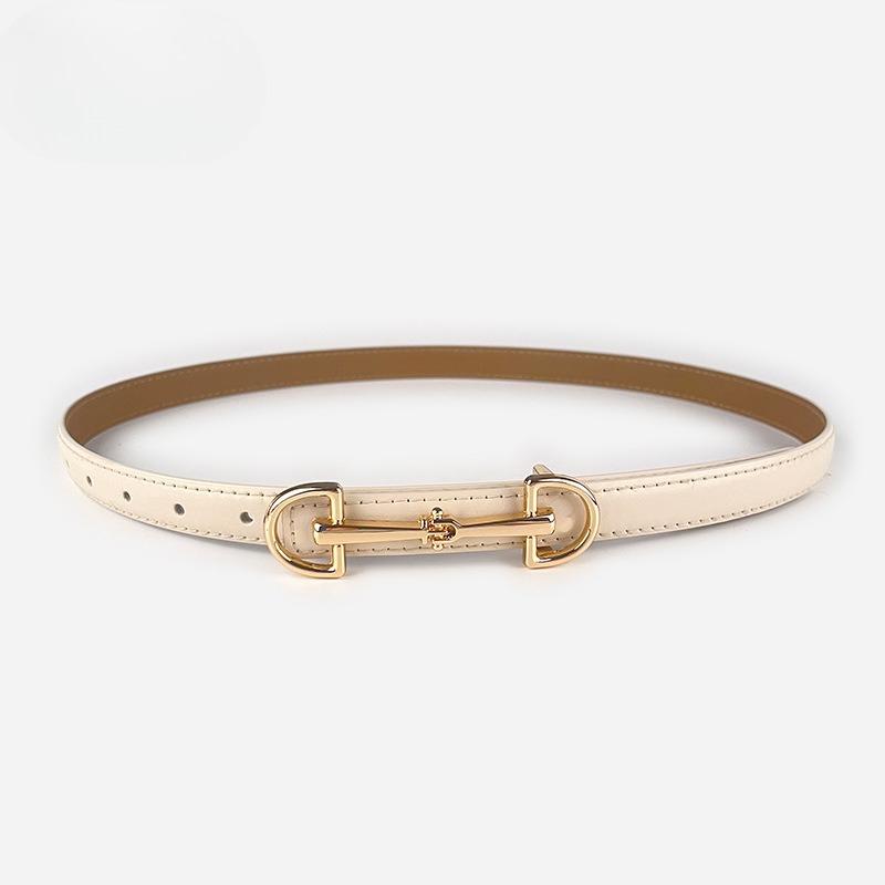 Women's Thin Leather Belt Short Skirt Jeans Women's Belt Versatile Fashion Black Cowhide Women's Style