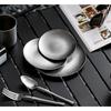 304 Round Vintage Dessert Plate Creative Steak Pasta Plate Stainless Steel Dining Cake Tray Shallow Plates Set Japanese Dishes