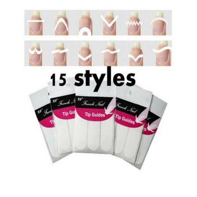 15Pcs/Set Nail Art French Stickers 3D Design Tip Guides Tips Decal Decoration