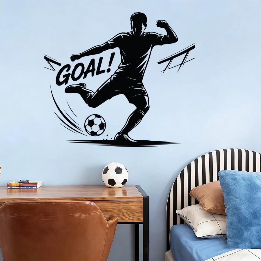 Football player silhouette wall sticker for boys room decor soccer vinyl decal inspirational sports mural