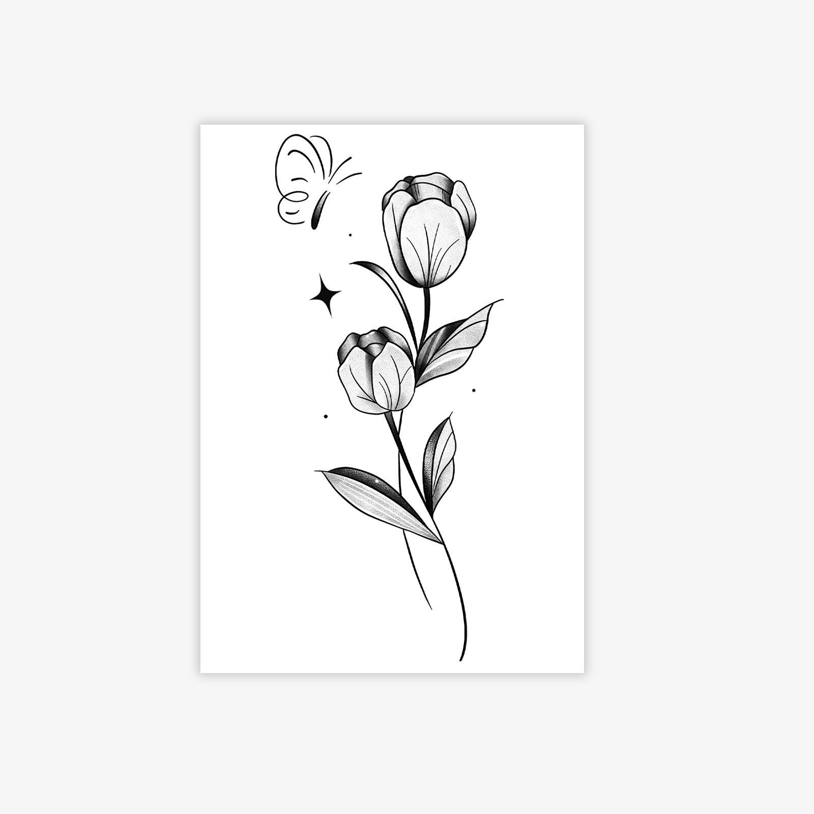 

Tulip Butterfly Arm Tattoo Sticker, Waterproof And Long-Lasting, Women S High-End Simulation Tattoo 10*7