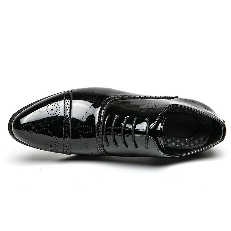 Retro pointed leather shoes outer heightening Cuban shoes British style engraved business casual shoes high heel