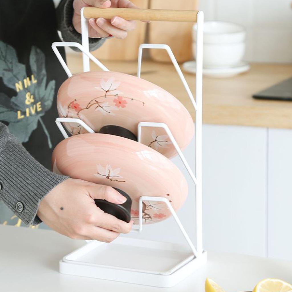 3 Layer Pot Lid Holder Vertical Pot Cover Drainage Storage Rack Chopping Board Organizer