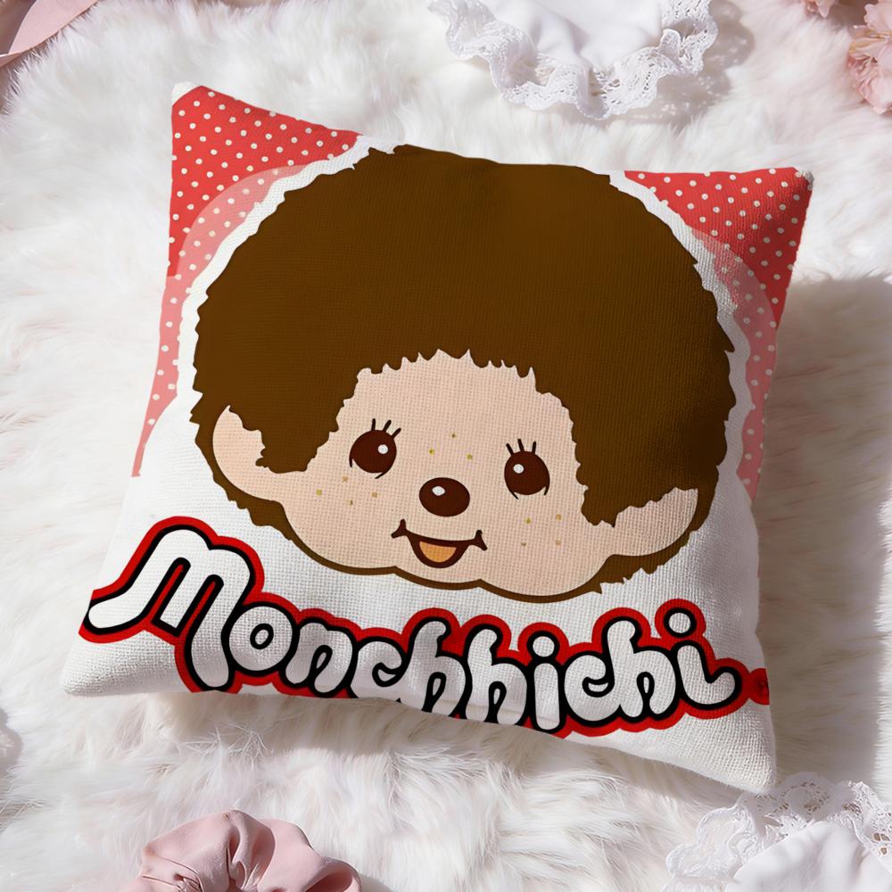 Tecknad M-Monchhichi Kuddfodral Premium Komfort Vändbart Kuddfodral - Två i Ett Design för Alla Rum & Bilinteriör
