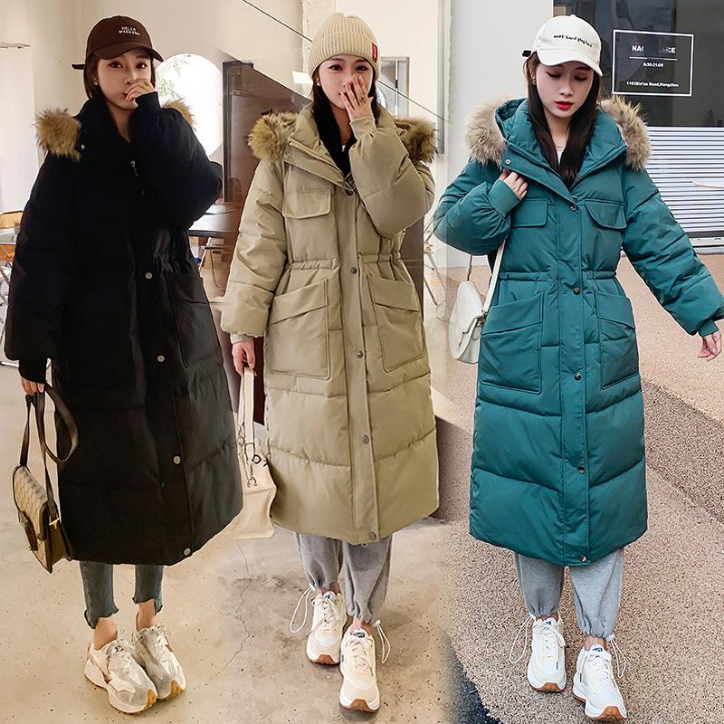 

Женская зимняя с капюшоном на талии, свободная, с большими карманами, длинная, толстая, теплая женская куртка, 7 цветов