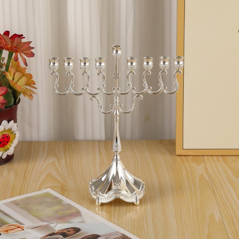 9 Branch Hanukkah Menorah Candle Holders for Shabbat,Tabernacle, Menorahs Chanukah Party Supplies Housewarming Present