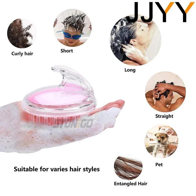 JJYY Portable Silicone Shampoo Brush Handheld Round Soft Scalp Massage Brush Bath Massage Brush Hair Shower Brush Comb