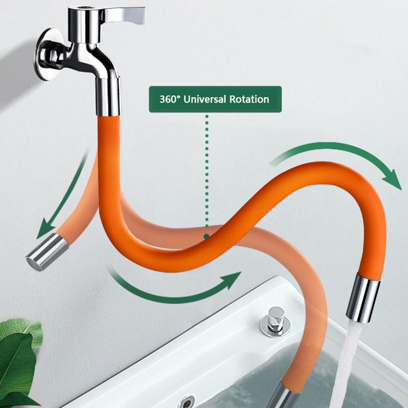 360Degree Rotation 1/2'' Faucet Extender Bathroom Adjust Free Bending Splashproof Universal Extension Tube Adapter Accessories
