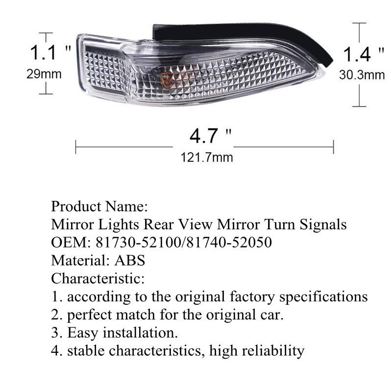 For TOYOTA CAMRY Rearview Mirror Turn Signal Flashing 81730-52100 For Toyota RAV4 2012-2016 Avalon 2013-2016 Corolla  2014-2016