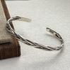 PANJBJ 925 Sterling Silver Irregular Geometry Texture Bangle Bracelet for Women Girl Minimalism Jewelry Gift Dropshipping