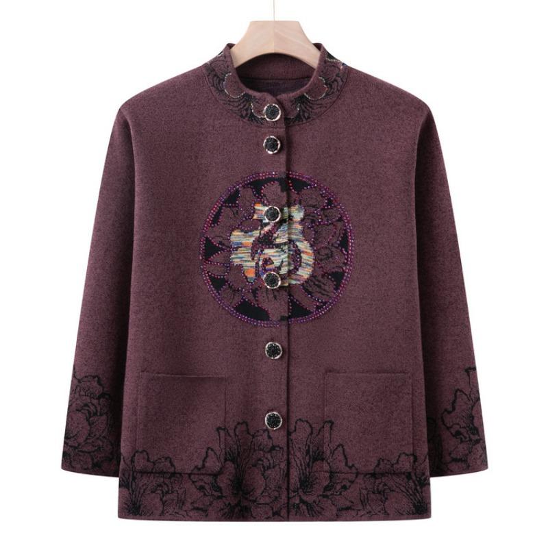 Old Man Autumn Clothing Female Festive Grandma Sweater Cardigan Wedding Banquet Wedding Mom Zhang Chunqiu Jacket Old Lady Tang Clothing