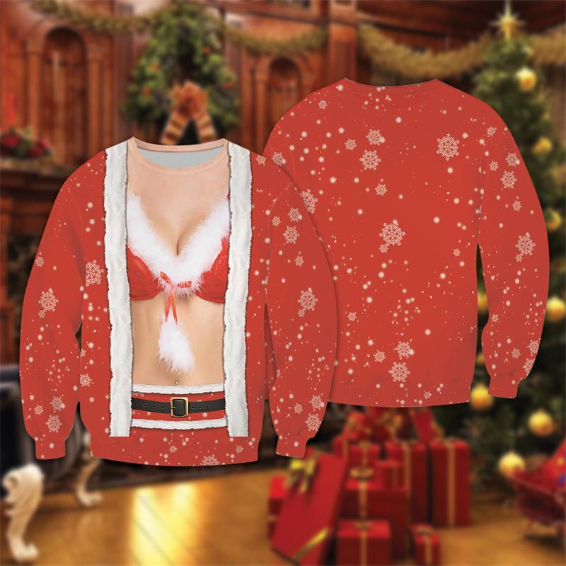 Funny Belly Graphic Ugly Christmas Sweater Personality Santa Jacket 3D Printed Unisex Sweatshirts Cool Streetwear Pullovers Tops
