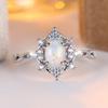 Exquisite White Zircon Oval Opal Rings for Women Silver Color Hollowed Out Finger Ring Wedding Jewelry Gift