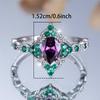 Trendy Pink Purpl Zircon Crystal Drop Stone Vintage CopperGold Color Wedding Bands Engagement Rings For Women Jewelry