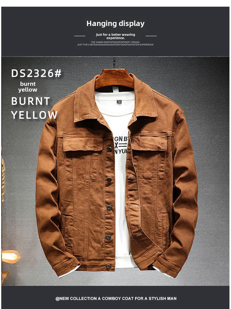 Chaqueta vaquera de algodón elástico estilo coreano de corte entallado para hombre (colección otoño 2024)